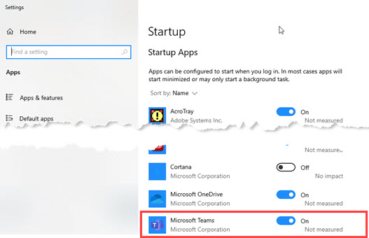 Find “Microsoft Teams” in the list and toggle it to ON.