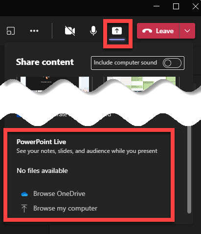Use PowerPoint Live features when Sharing ppt content